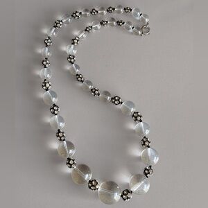 Statement vintage graduated clear lucite pools of light rhinestone necklace 31”